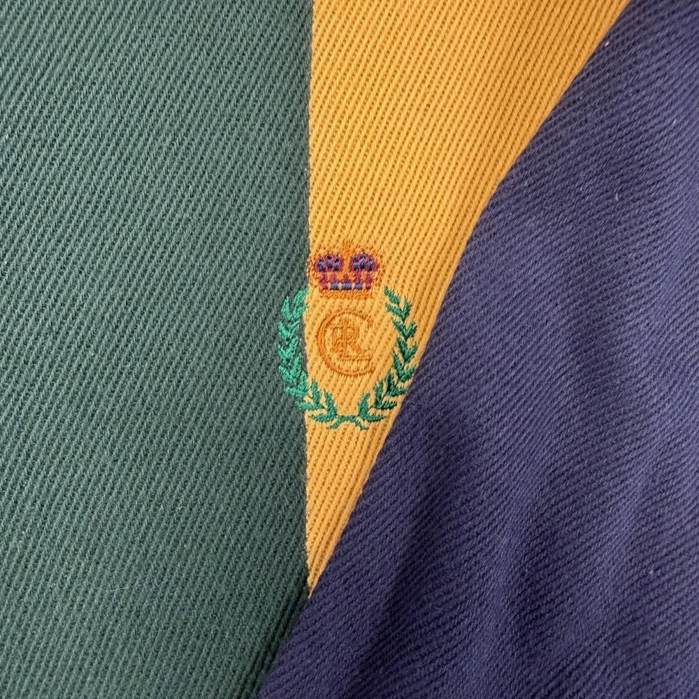 Vintage 90s Chaps Ralph Lauren Longsleeve Polo Size Medium Vertical Color Block